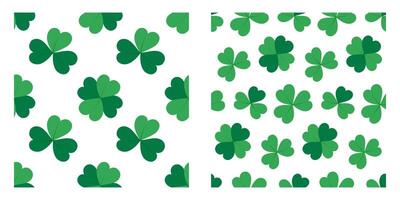 Abstract Shamrocks Seamless Pattern in monochrome green. St Patrick Day greeting background concept. Isolated Wrapping, wallpaper, thematic cards or web promo leaflets, banners, print materials vector