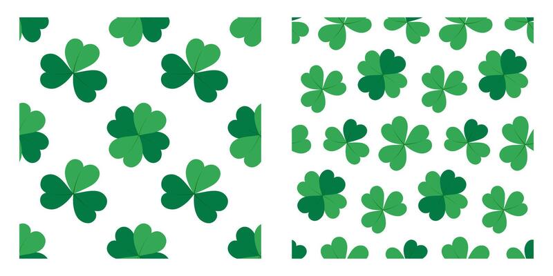 Abstract Shamrocks Seamless Pattern in monochrome green. St Patrick Day greeting background concept. Isolated Wrapping, wallpaper, thematic cards or web promo leaflets, banners, print materials