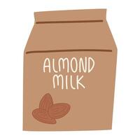 Hand Drawn Almond Milk Carton and Glass Illustration vector