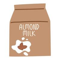 almond milk in paper package illustration vector