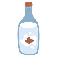 Almond milk in a cartoon bottle vector
