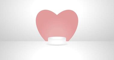 Illustration of white podium with pink heart on white background for product presentation vector