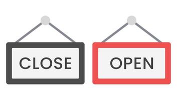 Open and closed sign board icon set isolated on white background. vector