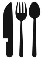 Knife, fork and spoon icon isolated on white background. vector