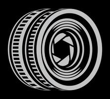 Black and white abstract camera lens design with intricate details vector