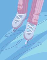 legs in ice skates on the skating rink. elegant illustration, figure skating concept vector
