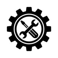 Icon of Gear, Wrench, and Screwdriver Representing Maintenance Solutions vector