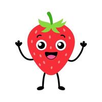 Adorable Cartoon Strawberry Character with Happy Expression for Kids Illustrations vector