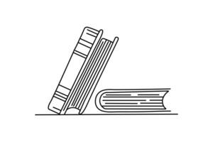 Continuous single-line drawing of book sketch library decor illustration linear artistic book design vector