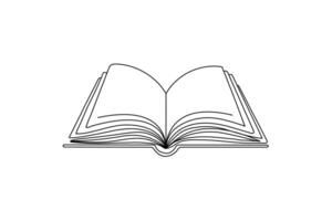 simple single-line drawing of an open book, designed in a clean, minimalist style. vector