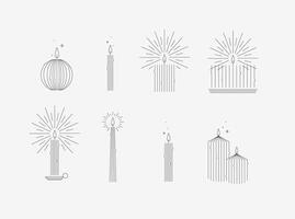 Candle set different forms and shapes drawing in art deco style on grey background vector