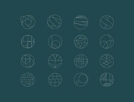 Circle shape icons drawing linear art style vector