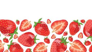 Realistic Strawberries Template for Text Place on White Background vector
