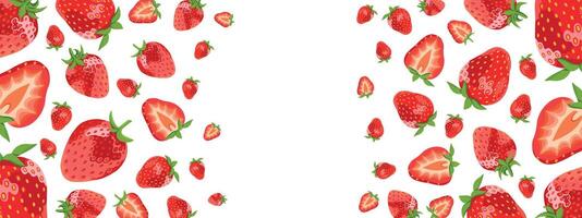 Realistic Fruit Strawberry Frame Banner with Place for Text vector
