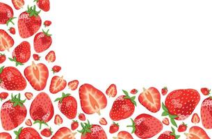 3D Realistic Strawberries Banner with Your Text Place on White Background vector
