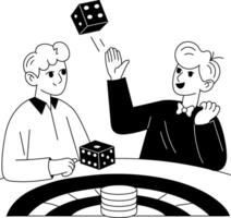 A character perform gambling trick illustration in glyph style vector