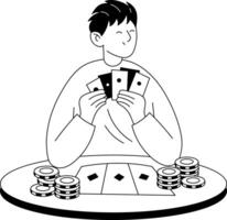 Bluffing character illustration in drawing style vector