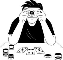 A glyph illustration of a character taking pictures with hidden camera vector