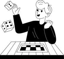 A glyph style illustration of a character tossing dice on gambling table vector