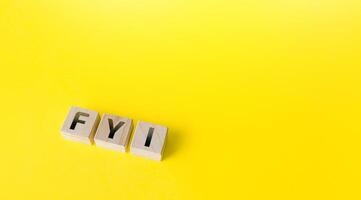 Blocks with FYI for your information abbreviation. Tips and comments notes. Instructions and rules. Guide and navigation. Bringing news and information to the attention. Policy changes photo