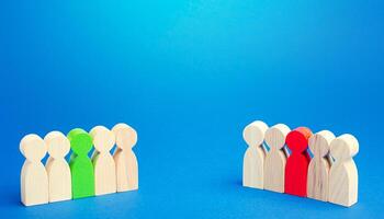 The two opposing sides. Resolution of conflict through negotiations. Mediation and Arbitration. Concluding a truce, end of confrontation. Competition, rivalry between teams. Deescalation of dispute. photo
