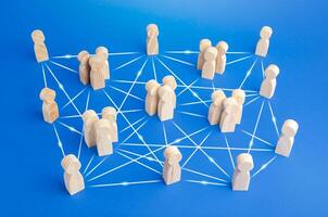 People are connected by many lines. Unconventional company structure, distribution responsibilities between employees, direct communication without bureaucracy. Meritocracy and autonomy. photo