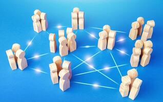Connections of employees teams in the company. Coordination, knowledge sharing. Equal distribution of duties, high autonomy of units. Collaboration, teamwork. An effective business relationship system photo
