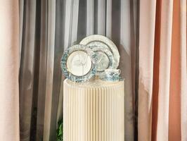 Moscow, Russia - May, 04, 2024 A luxury dining set is displayed in a boutique. oscow. photo