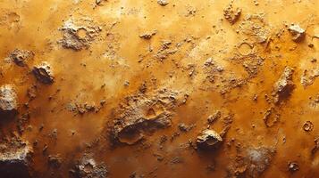 Martian surface reveals aerial view of craters and rocky terrain, featuring reddish-orange desert landscape with detailed geological features and dusty atmosphere. detailed photo