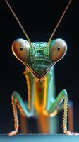 Macro image of green mantis photo