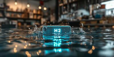 a digital clock with water splashing around it photo