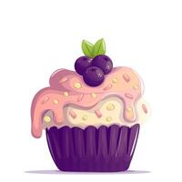 A seamless pattern featuring delicious pink cupcakes with creamy frosting and juicy strawberries on top. This sweet and cheerful design brings a fun and delightful mood to any creative project. vector