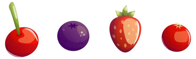 An irresistible mix of strawberries, blueberries, cranberries, and cherries bursting with color and flavor. This juicy berry blend on a clean white background brings freshness and charm to any project vector