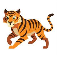 Running Tiger Forward on White Background vector