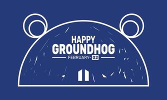 Groundhog Day is celebrated each year on February 2, when a groundhog emerges from its burrow to predict whether winter will last or an early spring will come. vector