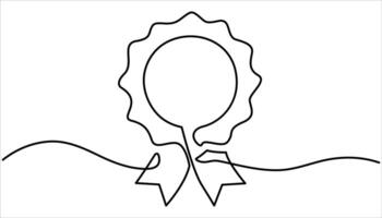 Winner Badge continuous one line drawing illustration. vector
