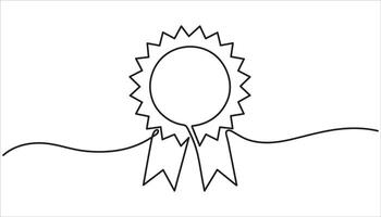 Award Ribbon Continuous one line drawing illustration vector