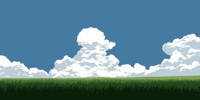 Prairie in sunny day. Nature background with grassland vector