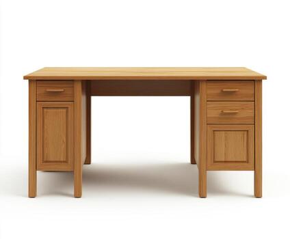 Classic wooden desk for home office use with storage drawers and simple design photo
