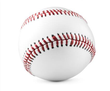 Classic baseball resting on a flat surface with detailed stitching visible, reflecting its traditional design and use in sports photo