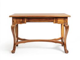 Elegant wooden desk with intricate design and classic style crafted for functional workspace in home office photo