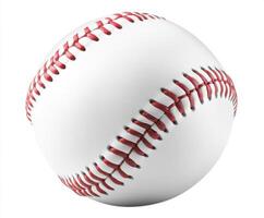 Baseball close-up showing its detailed stitching and bright white surface against a neutral background photo