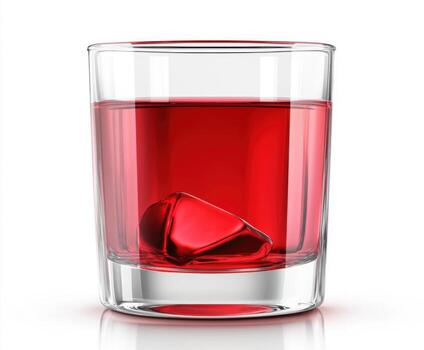 Refreshing red drink with ice in a clear glass on a white background during a summer gathering photo