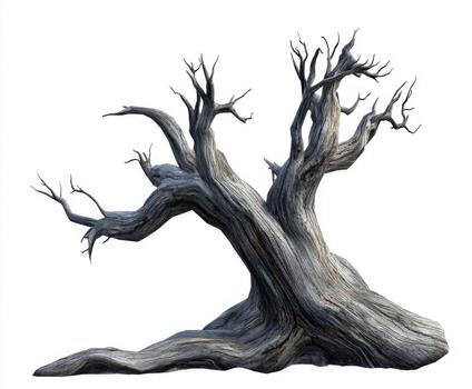 Unique gnarled tree with twisted branches showcasing intricate natural beauty in a serene environment photo