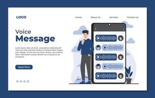 Landing page template for modern communication concepts featuring voice mail and efficient messaging solutions vector