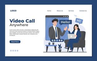 Landing page template for communication concepts focusing on seamless call and virtual interaction vector