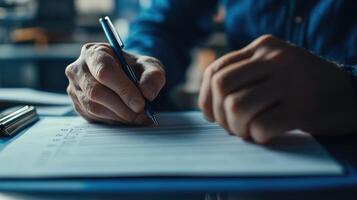 A focused view of a compliance checklist being ticked off by an employee underscoring quality assurance protocols that facilitate the agile manufacturing process photo
