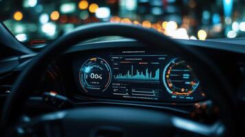 Closeup of a digital dashboard b with realtime data analytics displaying metrics on production speed and inventory levels exemplifying the responsiveness to changing customer preferences photo