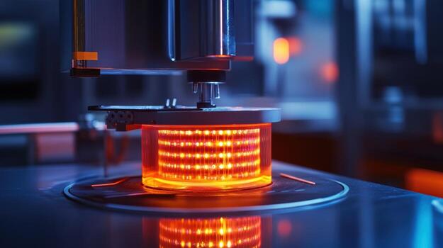 A close view of an induction heater adorned with embedded thermal sensors and a digital readout providing continuous temperature monitoring photo