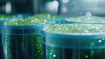 Detailed shot of an ecofriendly production process showcasing sustainable materials and techniques used in the microfactory to keep costs low photo